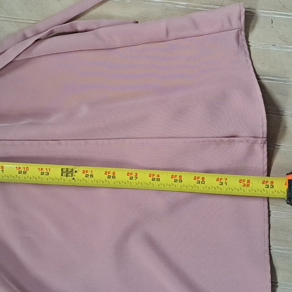 Topshop Pink Wrap Balloon Sleeve Satin Feel Tie Waist Dressy Stylish Mini Dress - Picture 11 of 13